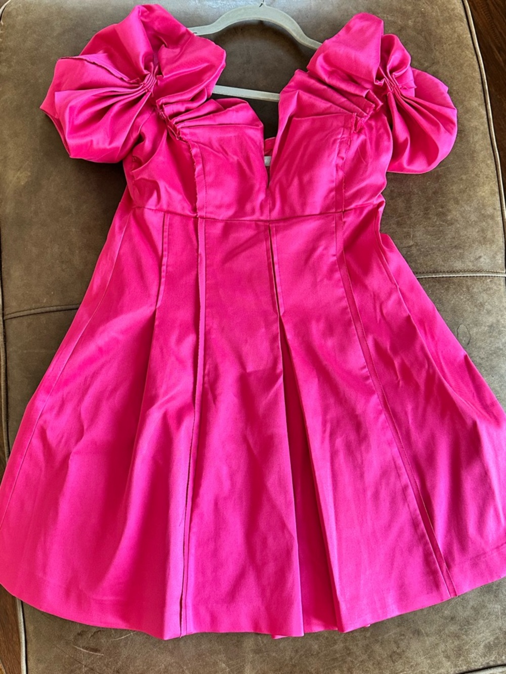 ANTONIO MELANI Hot Pink Puff-Sleeve Mini Dress